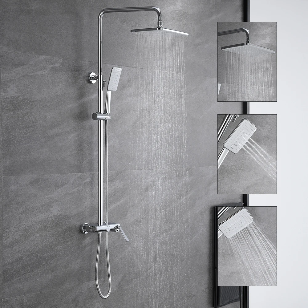 

304 stainless steel Douche Systeem Badkamer Massage Douches Wall Mounted Douchekoppen Chrome Neerslag Bad Mixer Regendouche Sets