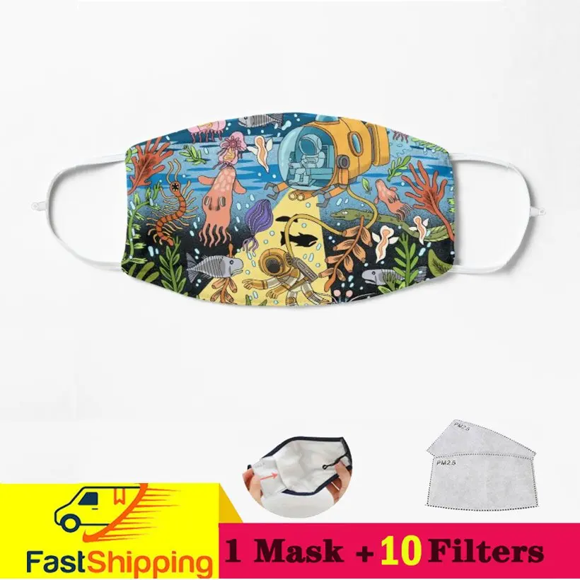 

Deep Blue Sea Chaos DESTROY EVERYTHING Washable Mascarilla Face Mouth Mask Cotton Anti Dust Respirator