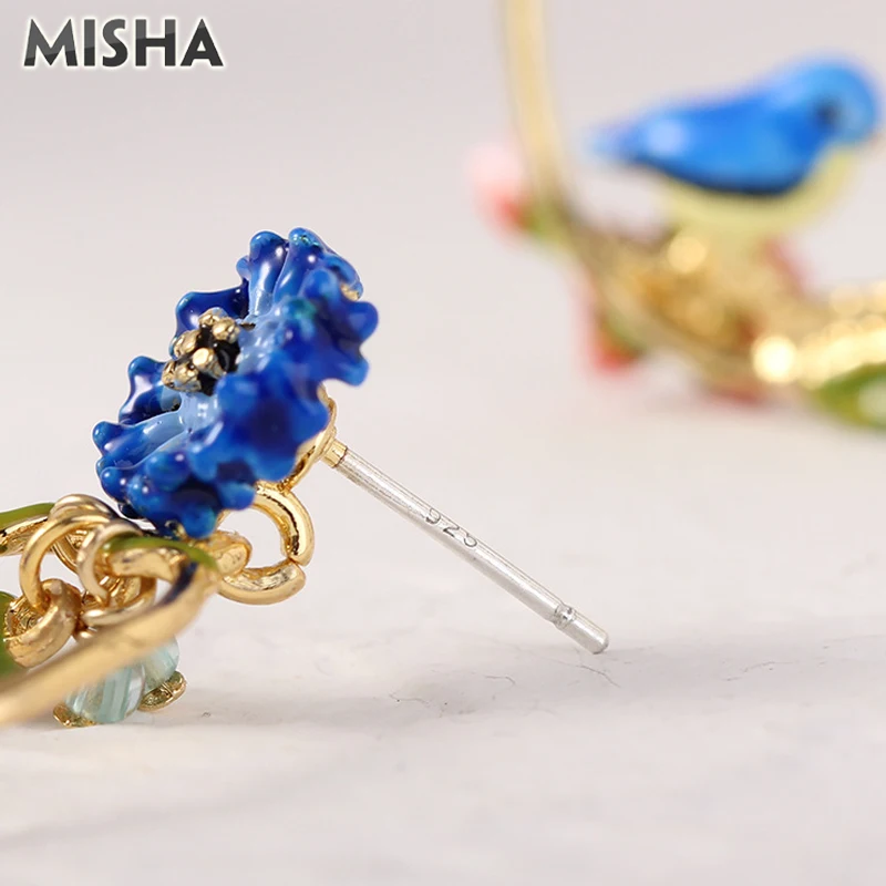 MISHA модные серьги для женщин высококачественное глянцевое покрытие синие серьги для девочек ювелирные изделия для вечерние свадебные подарки L833