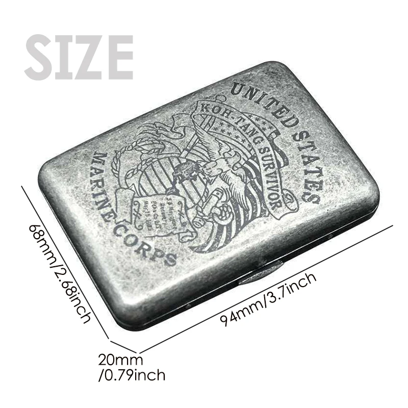 

Retro Brass Cigarette Case Navy Flag Pattern Portable 12pcs Cigarettes Box Holder Smoke Tool Pocket Smoking Accessories with Gif
