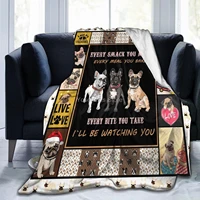 i love bulldog flannel fleece blanket for couch bed sofa super soft warm plush microfiber blanket for kids