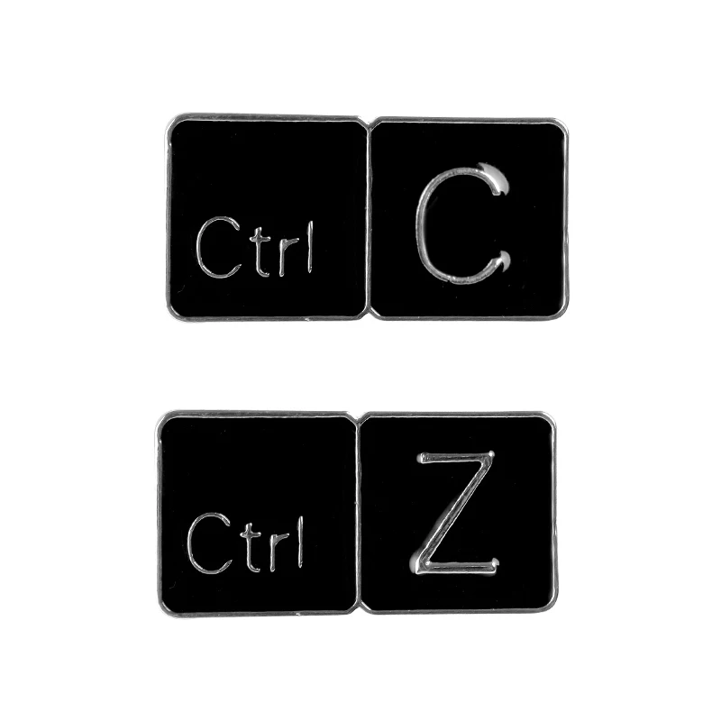 Ctrl C/Ctrl Z клавиатура эмалированная булавка копия возврат ярлык офисный Рабочий броши значки с героями мультфильмов одежда отворотом pin подарок для друга - Окраска металла: 1 set