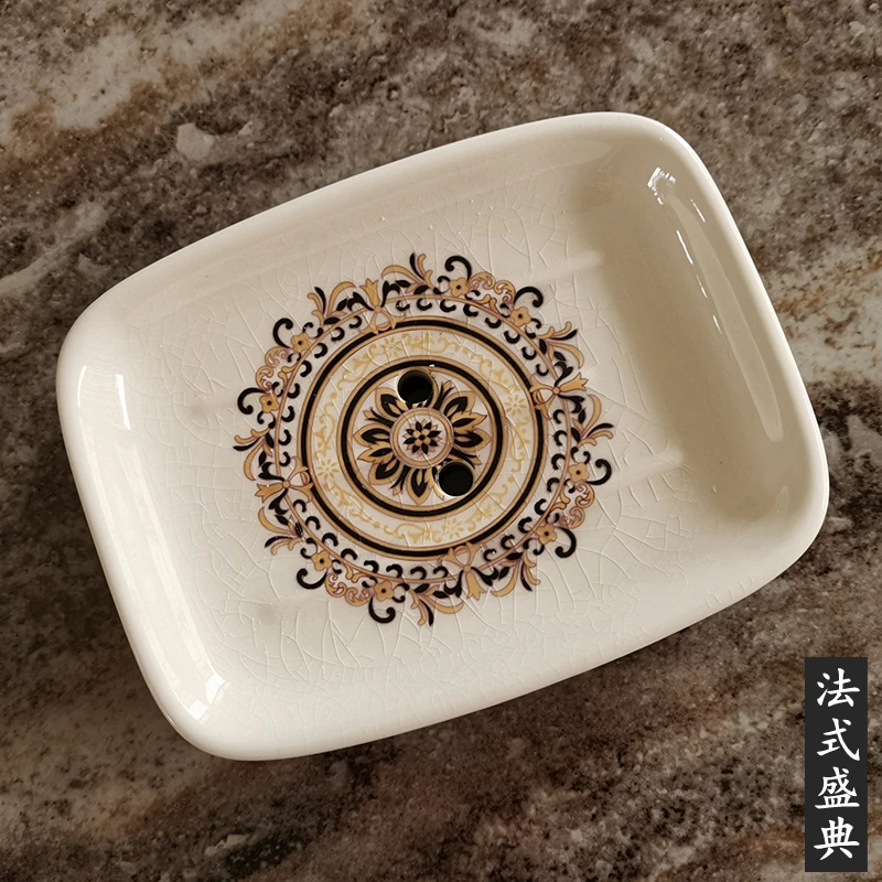 

Ice Crackle Liquid Soap Dish Bathroom Porcelain Scented Soap Tray Perfumed Soaps Holder Bathroom Set Supplier Toilet Decorations