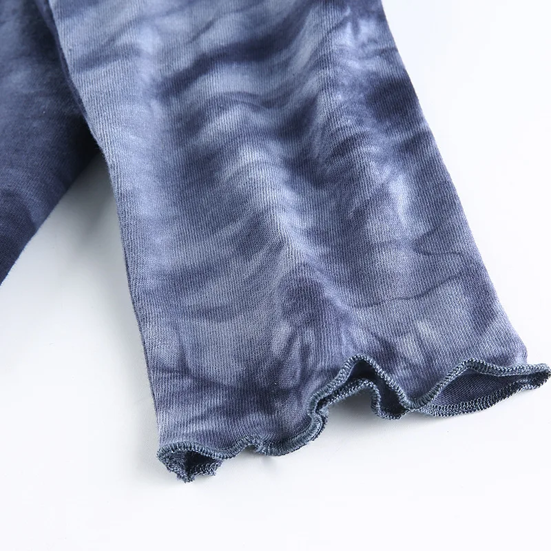 

Women's long sleeve vintage harajuku lace-up hanging neck tie dye t-shirt street wear slimming navel retro round neck top 2020