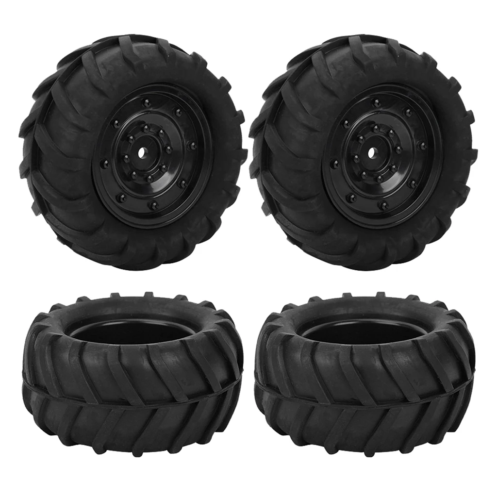 

2x Universal RC Wheel Rim Tire Set for 1/16 Scale On Road Car Black
