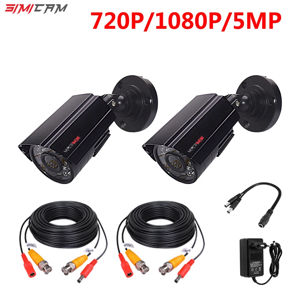 

1080P 1920P AHD Security Camera 2PCS /2MP/5MP Bullet Kit Outdoor Weatherproof Housing 66ft Night Vision IR CCTV Video Camera