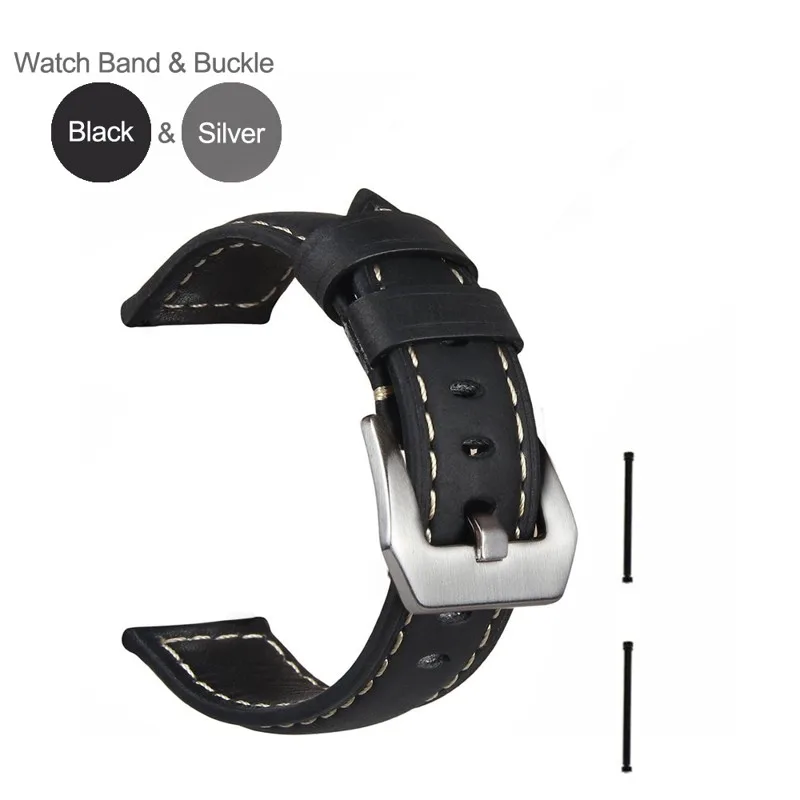 Black Silver Fenix 6X26 мм ремешок для часов из натуральной кожи с ушками адаптеры для Garmin Fenix 3/3 HR/Quatix 3/Tactix Bravo/Fenix 5X/5X Plus - Цвет: Black Silver