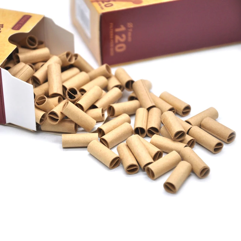 

120x/коробка, предварительно прокатанные натуральные неочищенные сигаретные фильтры, наконечники рулонной бумаги 7 мм