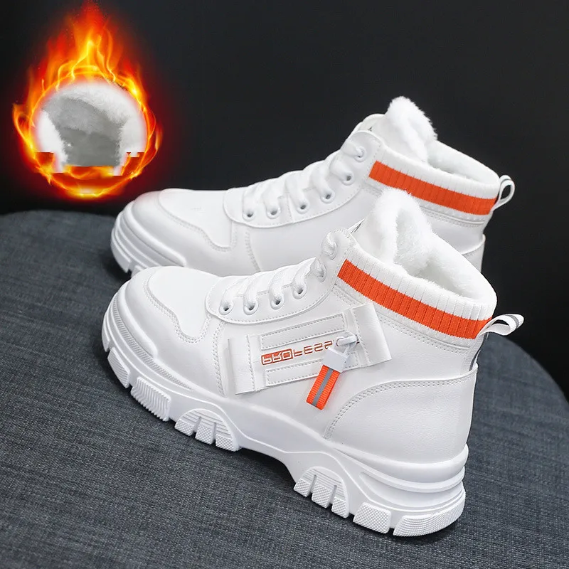 2021 New Winter Boots Women's Shoes Snow Boots Plus Velvet High-top Platform Ankle Women Boots Chunky Sneakers White images - 6