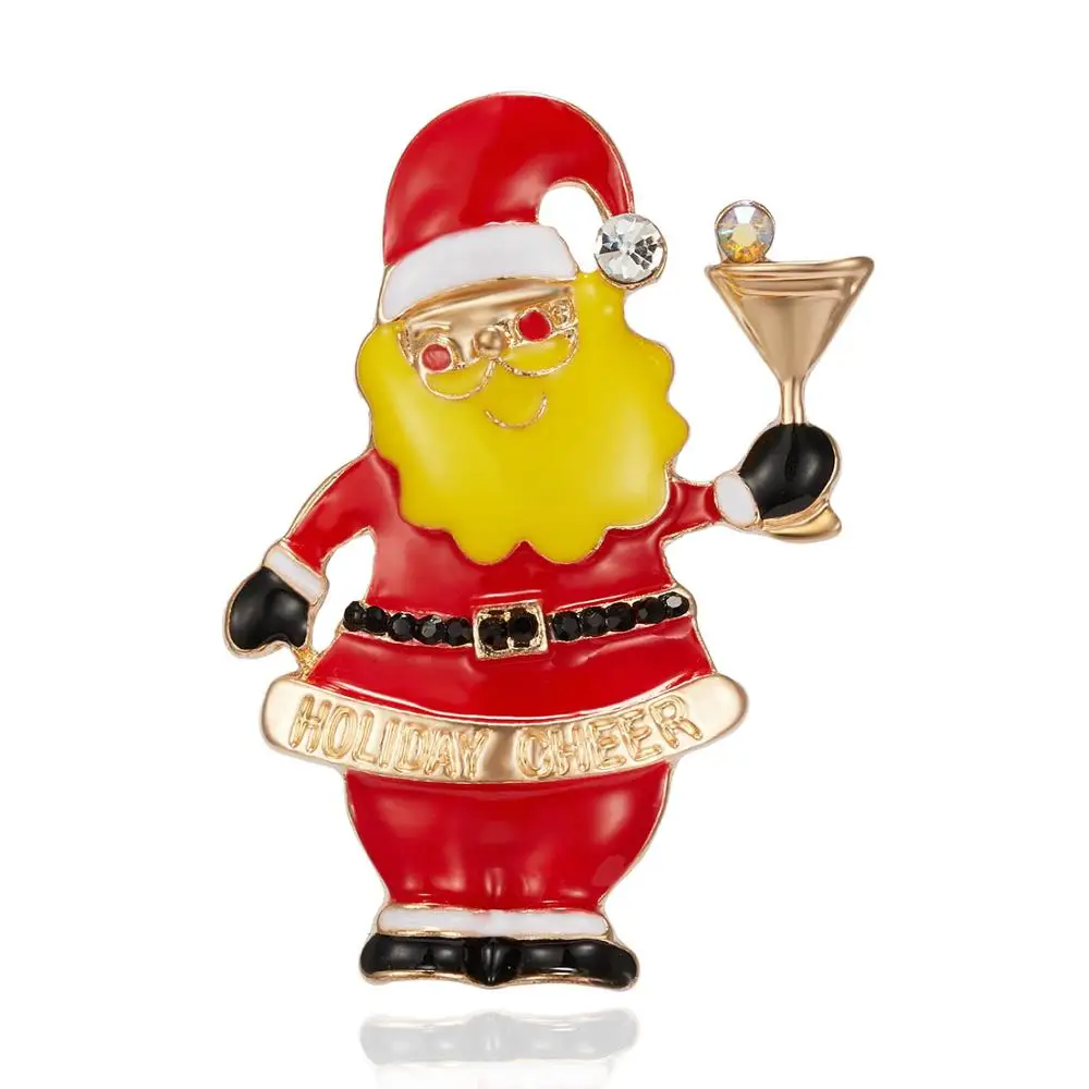 Merry Christmas броши на булавке милый Санта Клаус шляпа прекрасный Лось подарок эмаль значок брошь год Рождество Санта Клаус брошь с животными - Окраска металла: 7