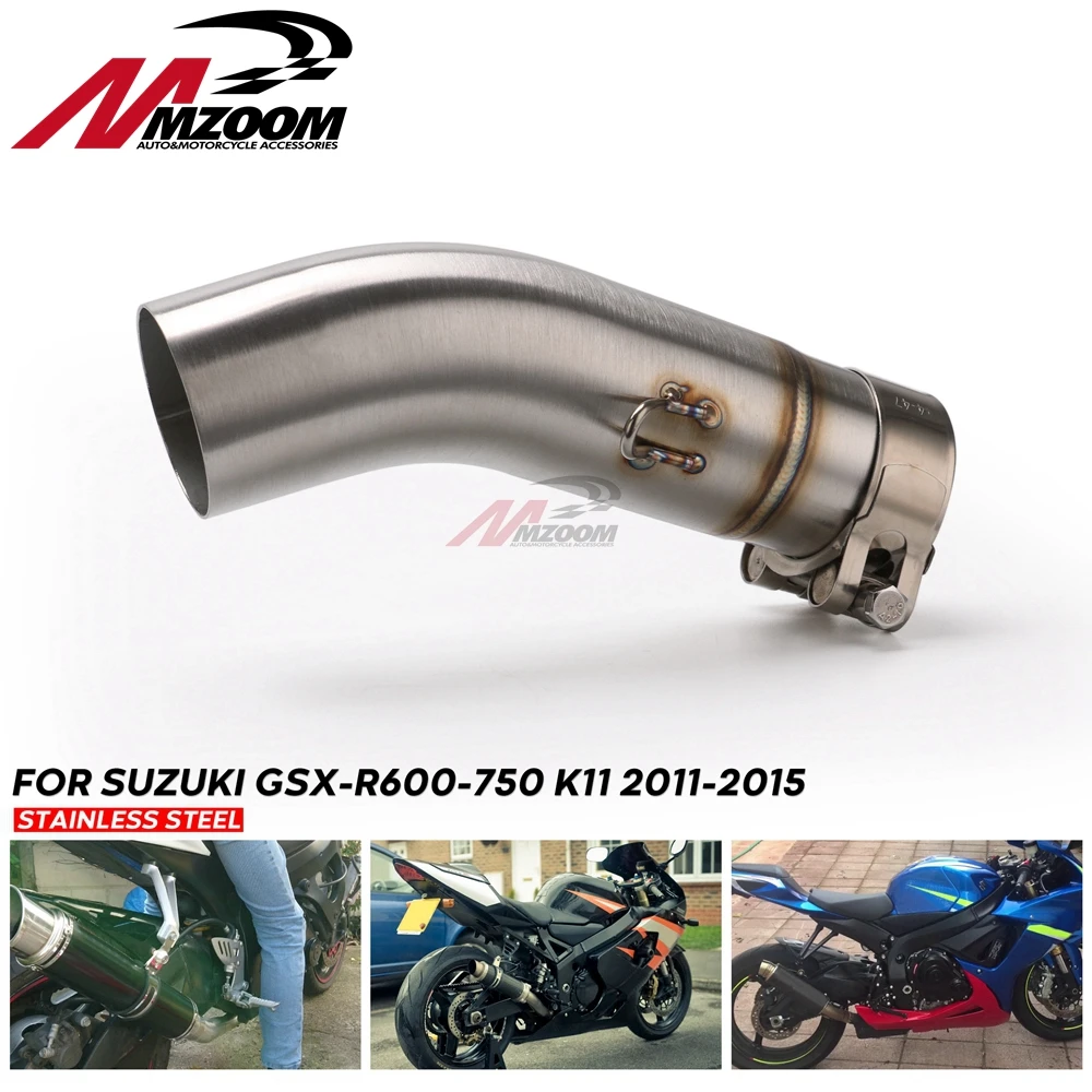 

51MM Motorcycle Exhaust Muffler Pipe Middle Section Link Pipe For Suzuki 600 750 K11 2011 2012 2013 2014 2015 600/750