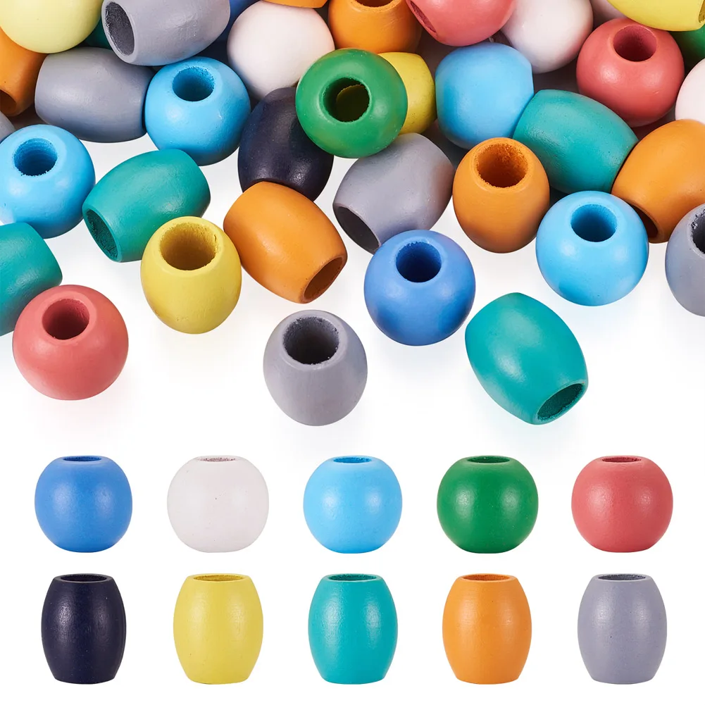 

100 шт. 2 стиля деревянные бусины с большим отверстием фотообои 50 шт./стиль