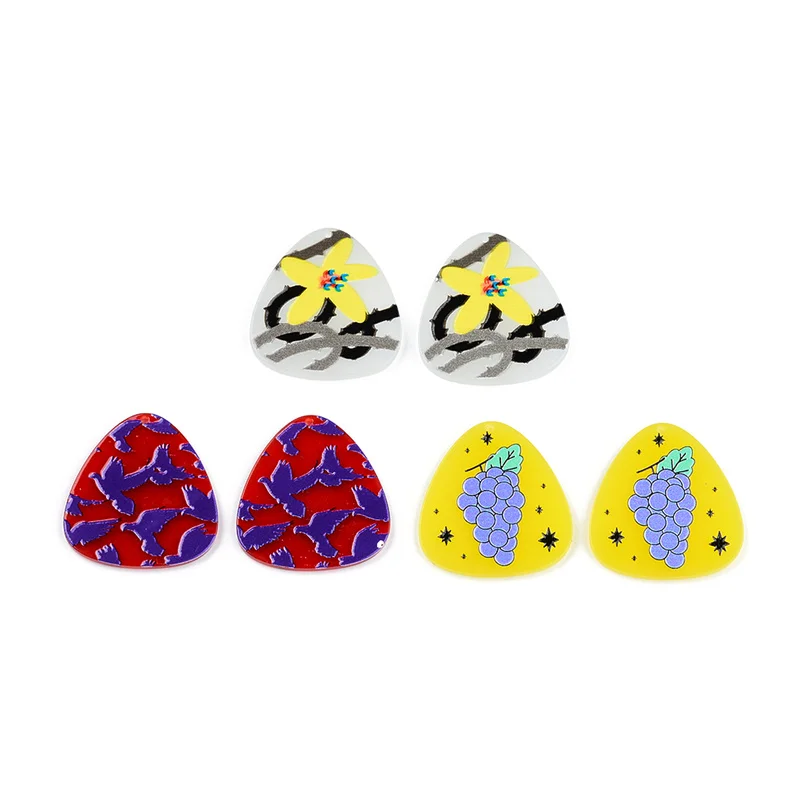 

6PCS/lot Colorful Bright Birds Flowers Grapes Jewelry Accessories Hand Made Earrings Connectors DIY Pendant Components Charms