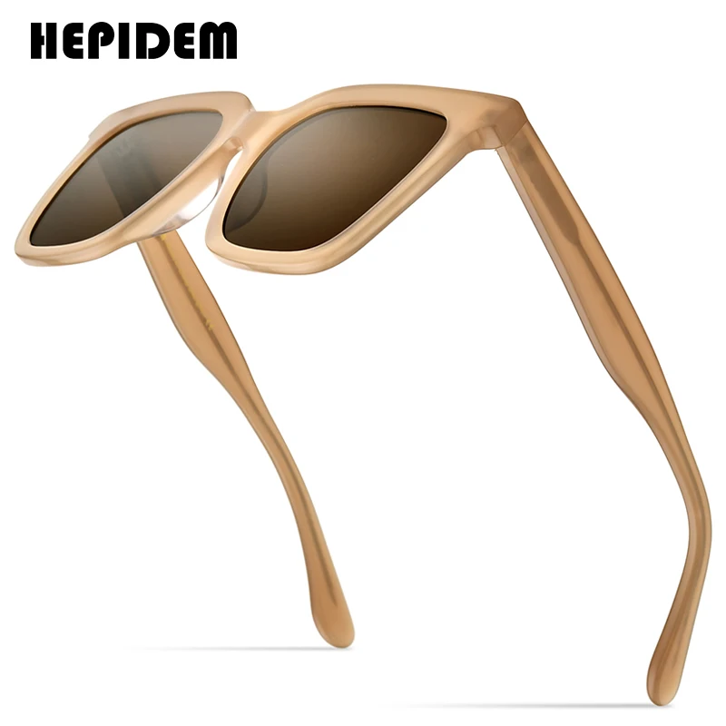 

HEPIDEM Acetate Sun Glasses Women Gentle 2021 New Fashion Oversize Korean Square Sunglasses for Men Mirrored Nylon Lens gm 9159