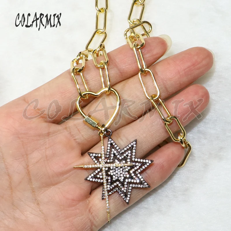 

3strands double pendants necklace cross and star link necklace accessories gift for women 50370