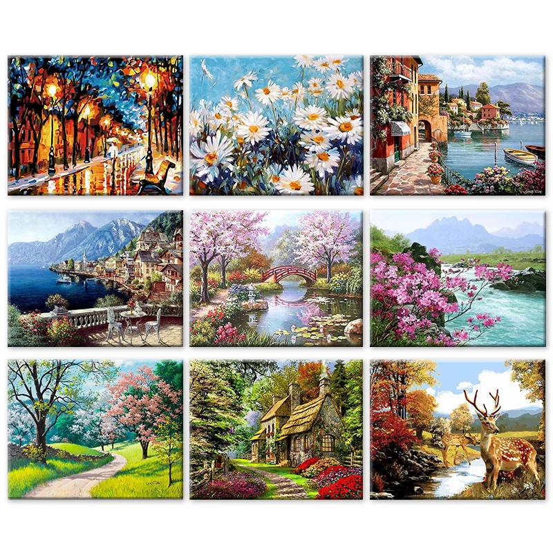 

GATYZTORY 40×50CM Landscape DIY Painting By Numbers Picture Colouring Zero Basis HandPainted Oil Painting Unique Gift Home Decor