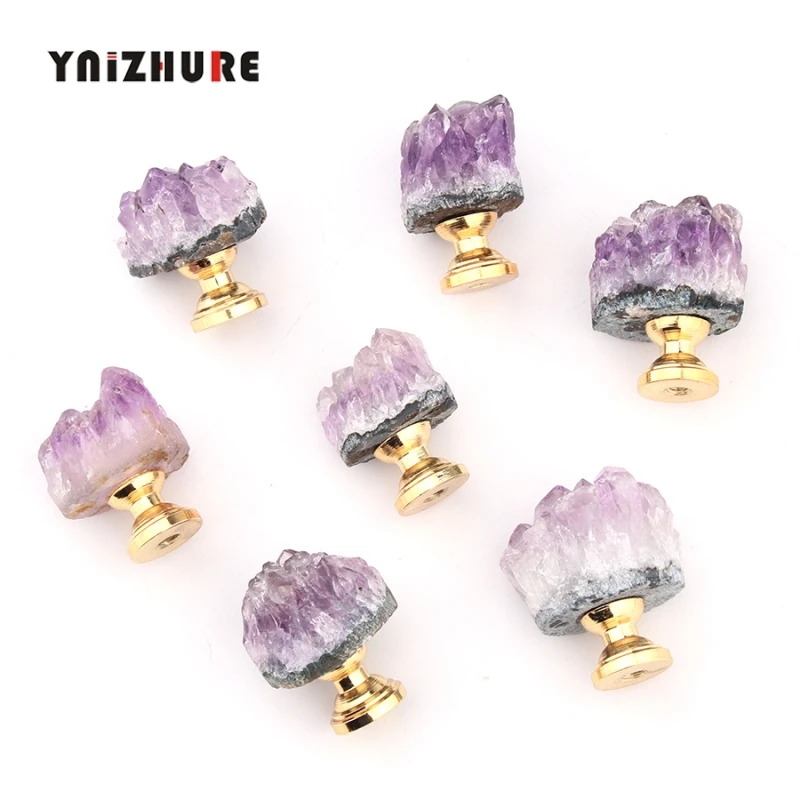 Натуральный Аметист шероховатый камень ящик макияж подарок деревянная коробка