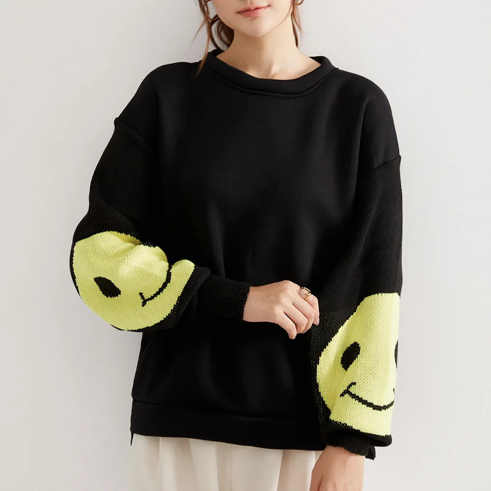 Женский трикотажный пуловер с круглым вырезом и длинным рукавом | Женская одежда