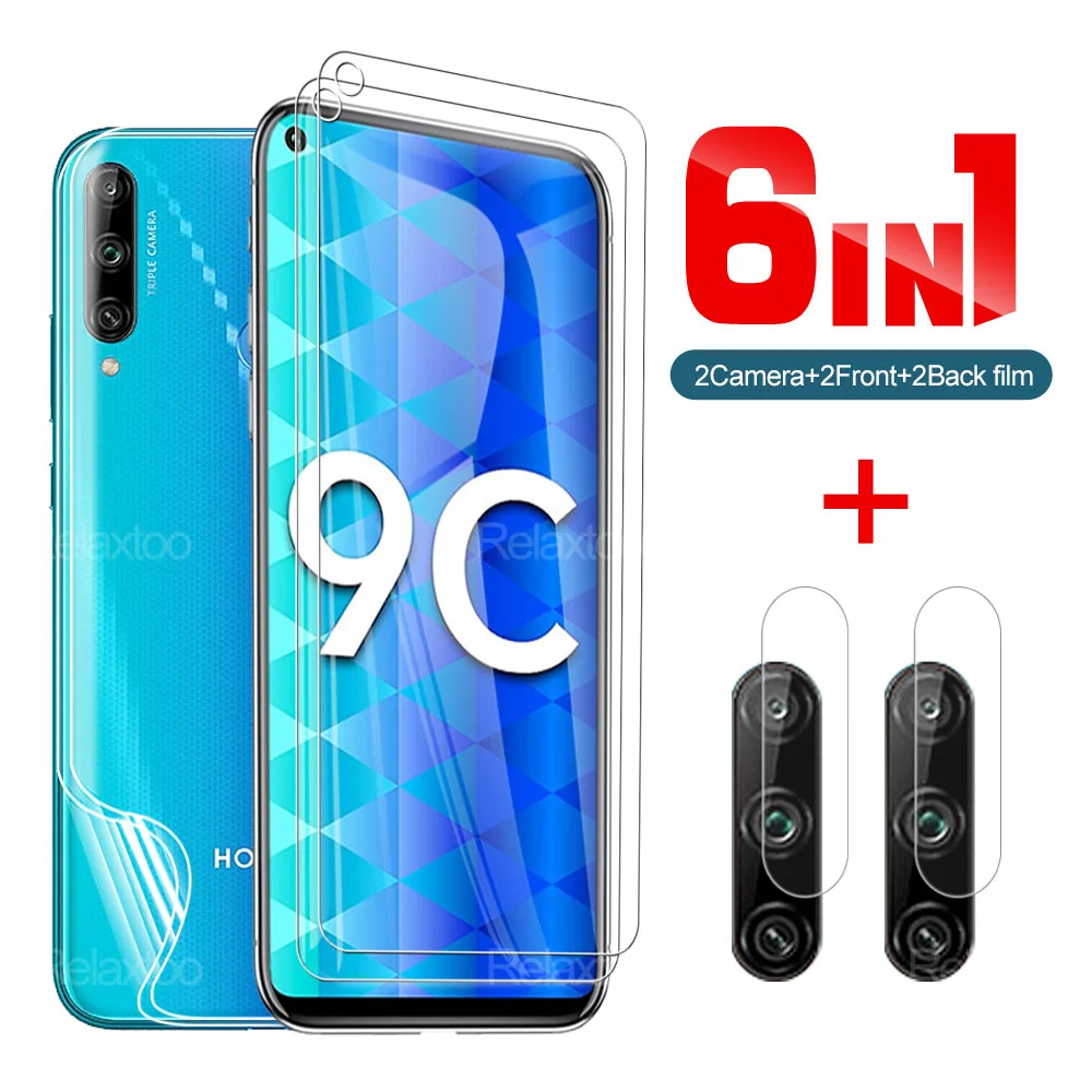 

6-in-1 Tempered Glass And Hydraulic Film For Honor 8x 9 9x Lite Screen Protector For Honor 9c 9x Global Phone Camera Lens Film