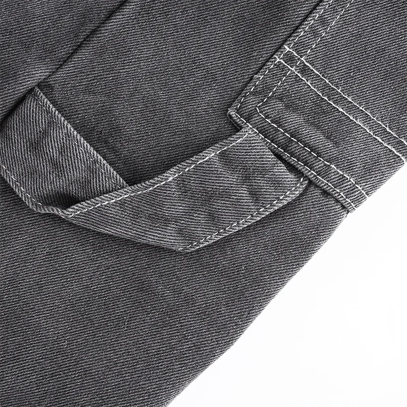 

Loose High Waist Girl Straight Casual Denim Pants Women Jeans Baggy Smoky Gray Elegant Wide Leg Cargo Pants Fashion Streetwear