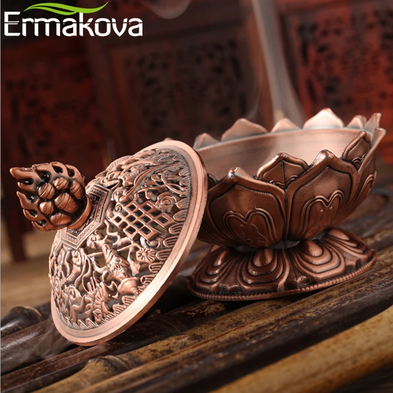 ERMAKOVA Цветок Лотоса Китайский Будда сплав металлическая горелка для благовоний