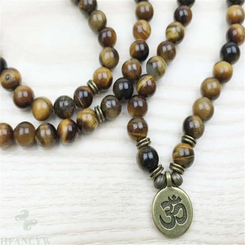 6MM natural tiger eyes 108 mala bracelet Gemstone necklace cuff spirituality yoga energy Wrist Fancy Lucky | Украшения и