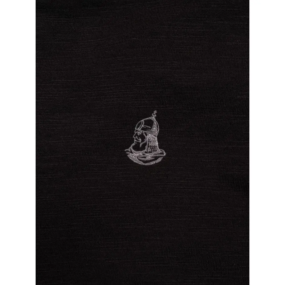 Лонгслив Великоросс однотонный черного цвета V образный дизайнерский вырез