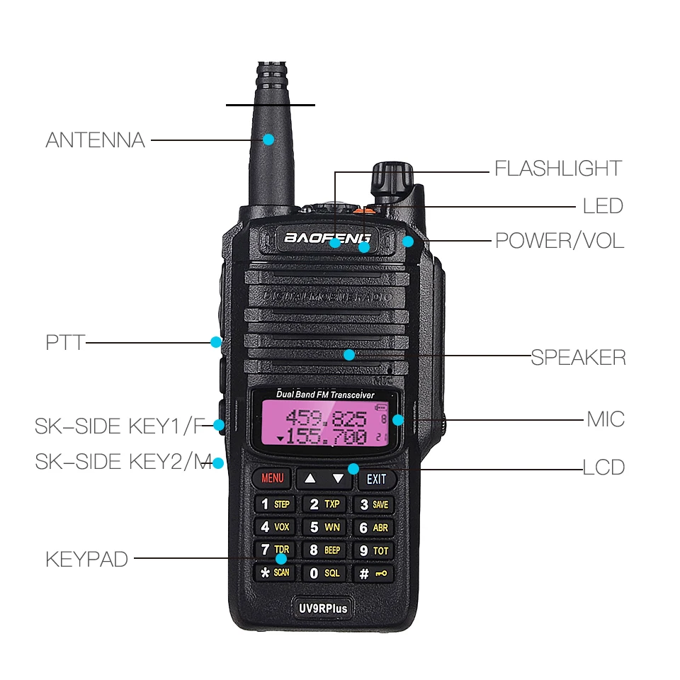 Водонепроницаемая рация Baofeng UV-9R Plus двухдиапазонный FM КВ трансивер 10 Вт