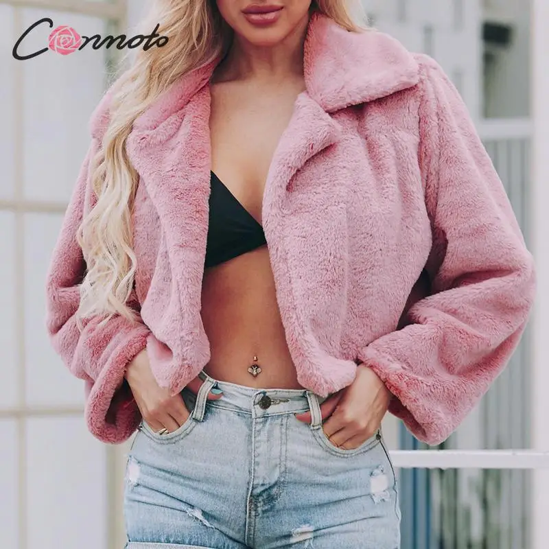 Conmoto женское модное однотонное искусственное женское меховое пальто теплые короткие куртки и пальто из искусственного меха женская повседневная верхняя одежда