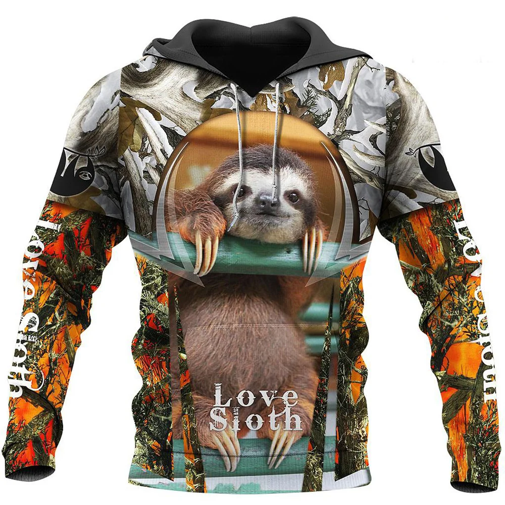 

Новая модная Осенняя толстовка с капюшоном Love Sloth 3D, мужская толстовка с полным принтом, повседневная куртка унисекс на молнии DY74