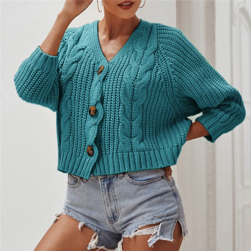 Женский Укороченный кардиган красный вязаный свитер в уличном стиле свободный