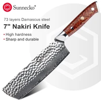 sunnecko 7 damascus steel nakiri knife vg10 steel core sharp blade exquisite handle kitchen knives meat vegetable slicing cut