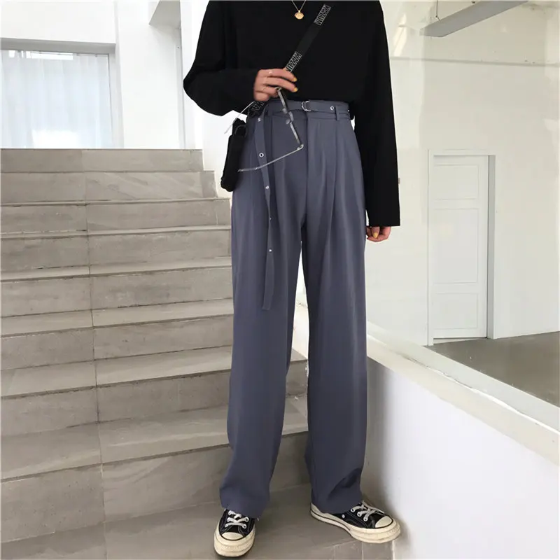 HziriP повседневные с высокой талией для женщин свободные простые прямые