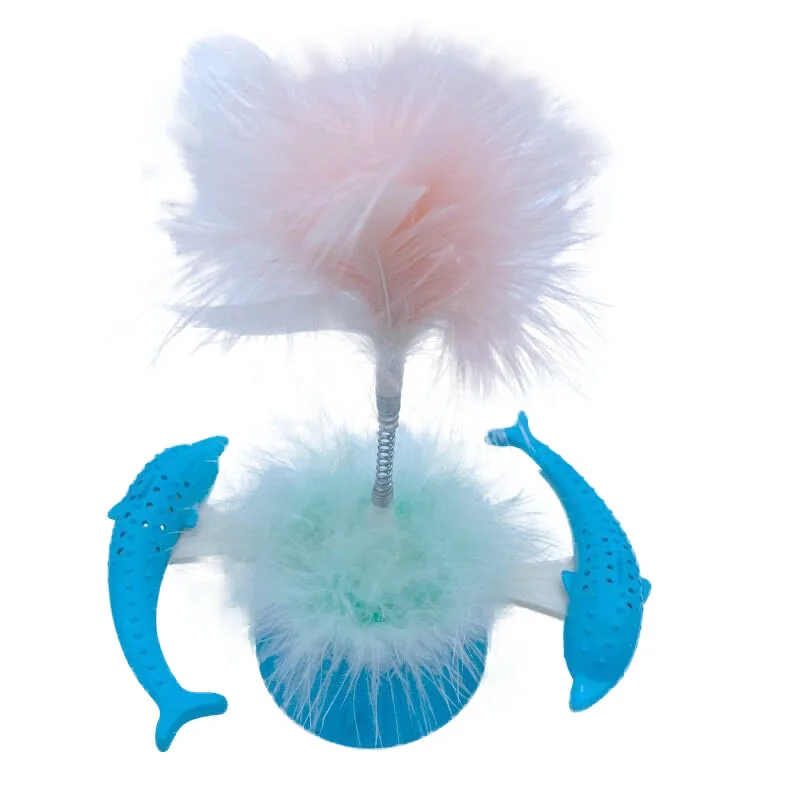 

Cat Feathers Funny Cat Routine Rose Toy Blue