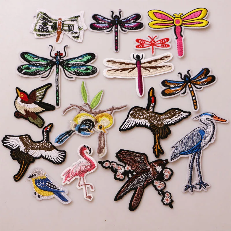 2 шт. наклейки на одежду Фламинго ласточка стрекоза аист|Значки| |