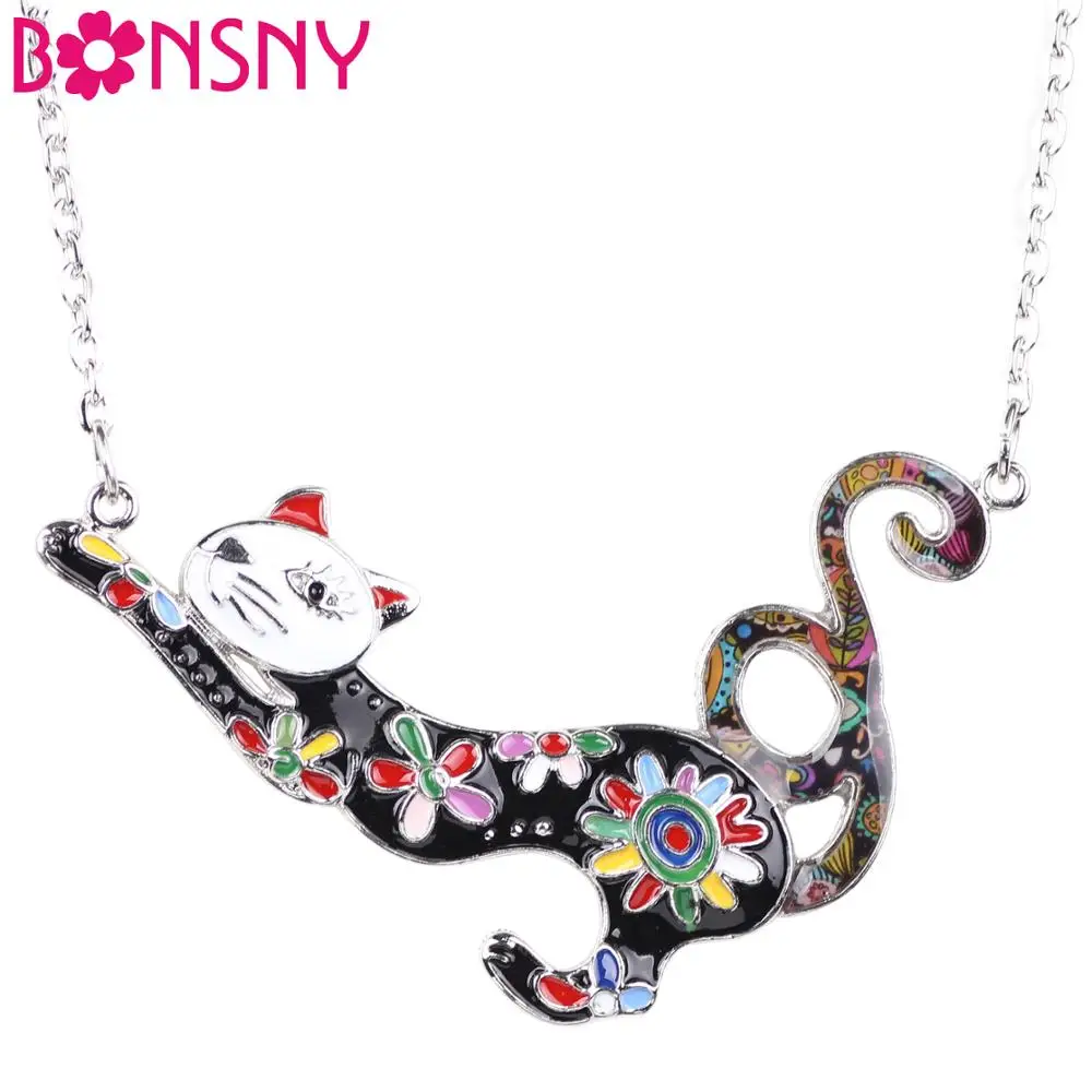 Женское Ожерелье в виде котенка Bonsny разноцветное Элегантное ожерелье из