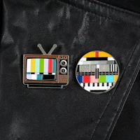 round color garbled pins brooches for women retro televisio badge cartoon enamel pin backpack jackets hat lapel pin jewelry gift