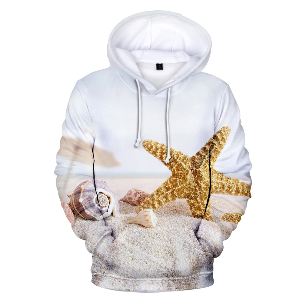 

Hip Hop Mens Ocean Sky Beautiful Seaside View Sweet Hoody Men/women Hoodie Sweatshirt 3D Coconut Tree Beach Shell Hoodies