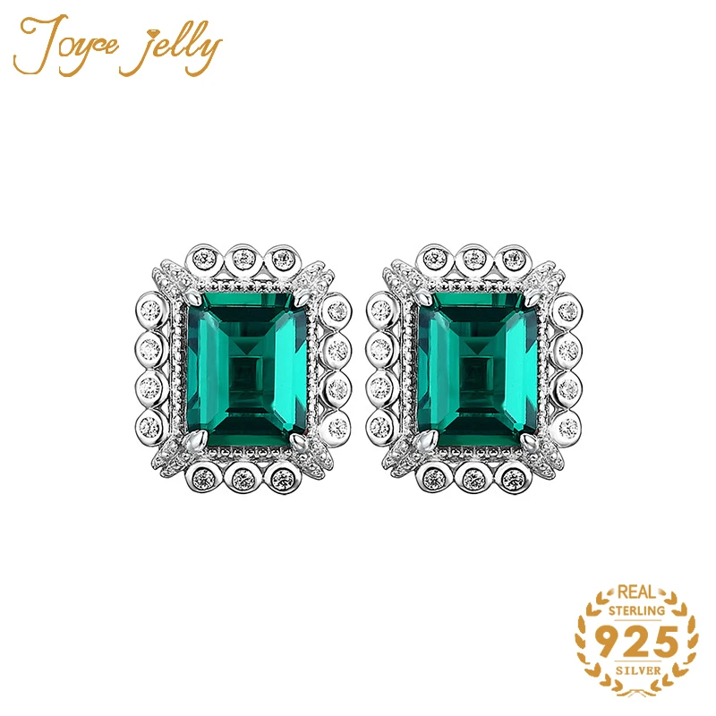 

JoyceJelly trendy earrings for women 925 silver wedding jewelry 2ct square emerald gemstone earrings party gifts wholesale 2021