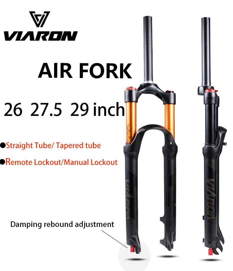 

VIARON Bicycle Air Rebound Adjustment Suspension Straight/Tapered Fork 26/27.5/29er Bike Quick Release Fit For DiscBrake