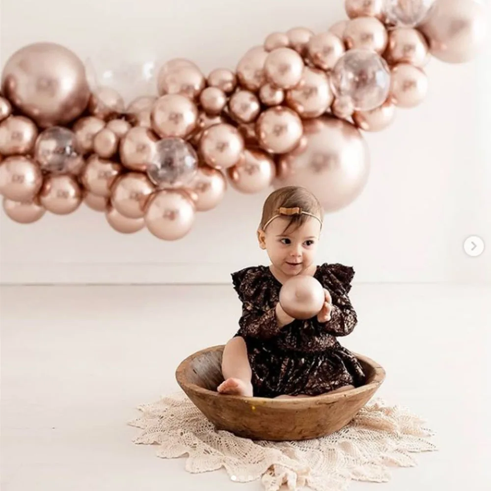 

30pcs 5 inch Chrome Metallic Rose Gold Latex Balloons Metal Pink Gold Silver Balloon Wedding Birthday Party Decorations Kids Toy