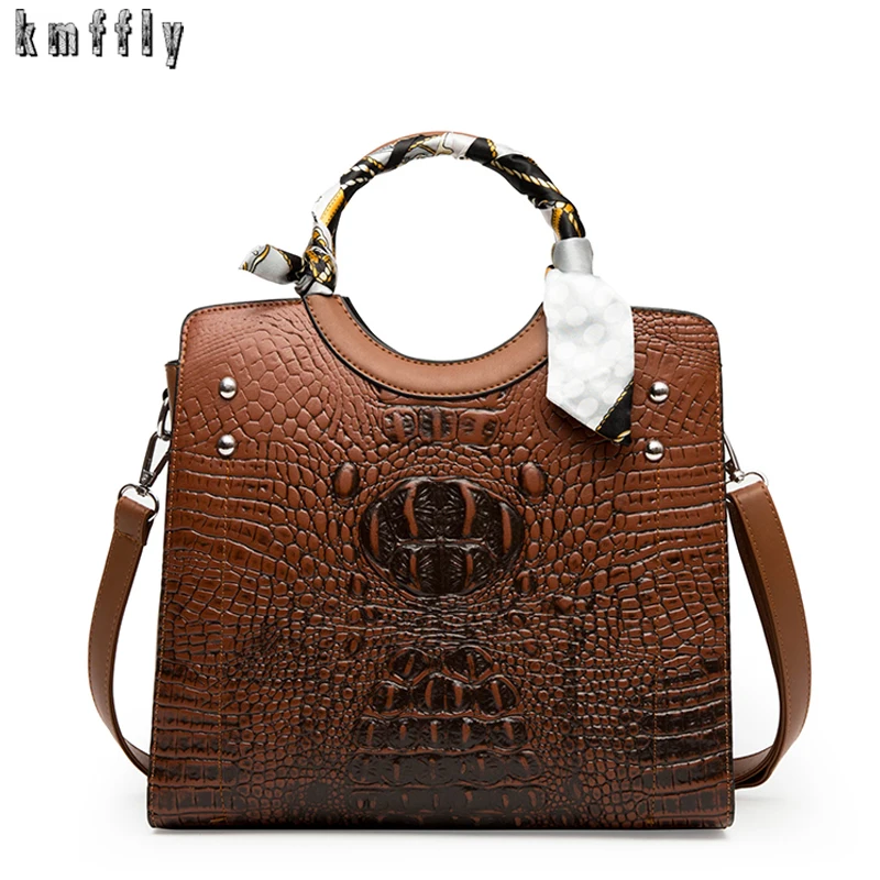 

Vintage Crocodile Patent leather Luxury Ladies Handbags Women Bags Fashion Designer Woman Shoulder Bag Female Bolsas Feminina