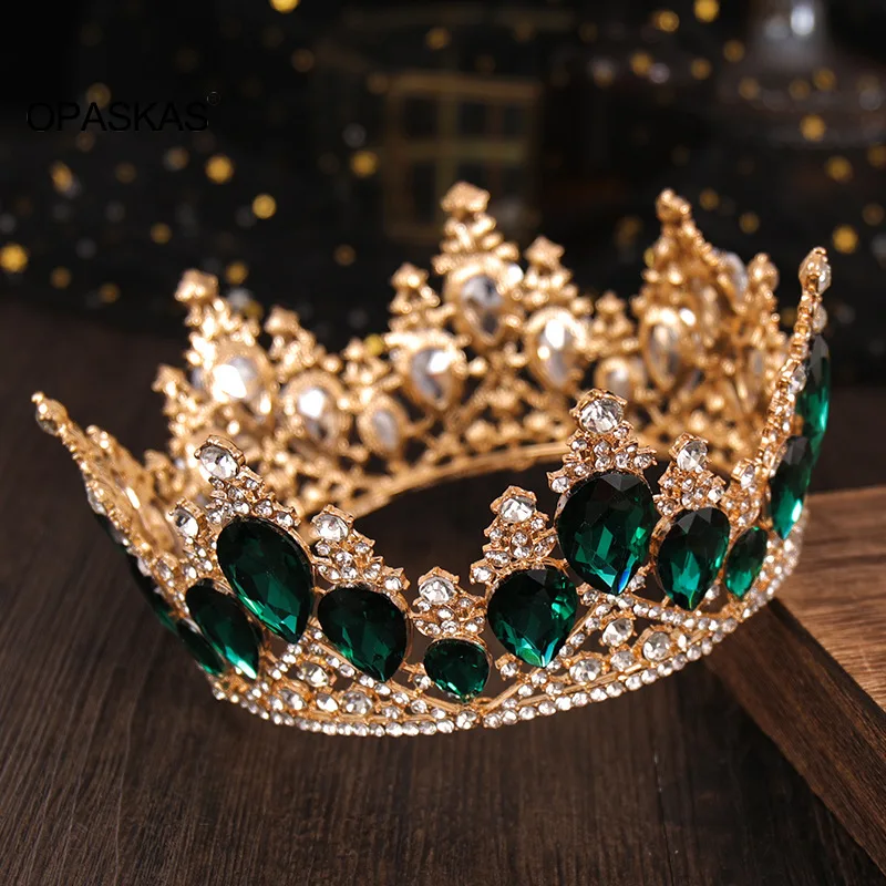 

Bridal Full Round Crown Headwear Luzxury Alloy Crystal Rhinestones Inlaid Headband for Female Wedding Bridal Hair Accessories