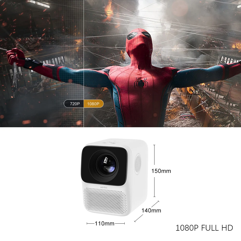 Портативный проектор Xiaomi youpin Wanbo T2 Max 1080P умный мини с поддержкой HDR10 Android Wi Fi