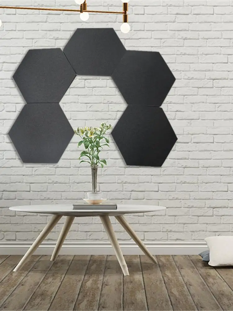 

6PCS Acoustic Panels Hexagonal Sound Proof Padding Sound Dampening Panels For Home & Offices Wall KTV Recording Studio