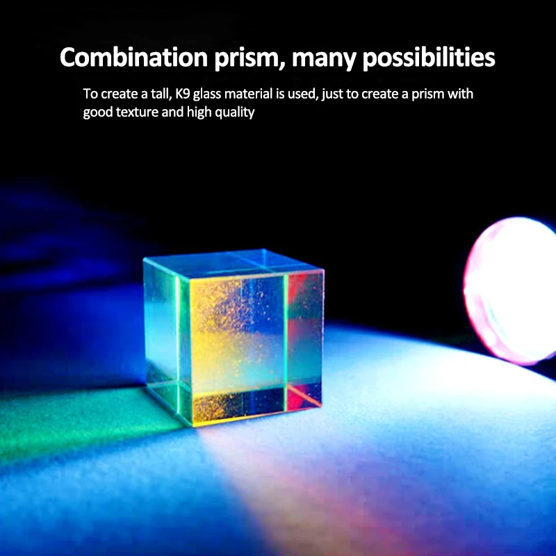 

12.7*12.7mm Prism Six-Sided Bright Light Combine Cube Prism Stained Glass Beam Splitting Prism Optical Experiment Instrument Gif