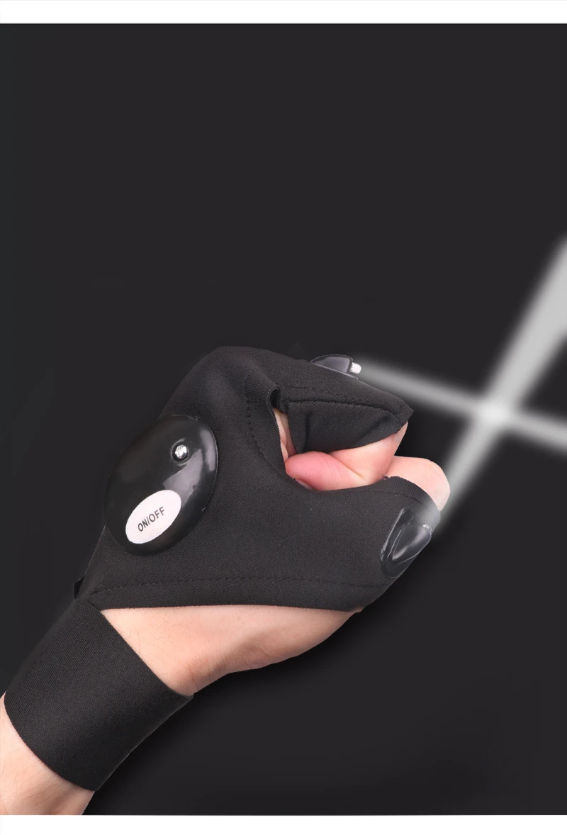 

Night Light Waterproof Fishing Gloves with LED Flashlight Rescue Tools Outdoor Gear Cycling Practical Durable Fingerless Gloves