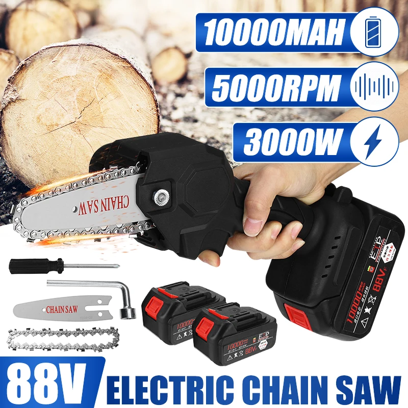 

88V 2PCS Lithium Battery Portable Electric Pruning Saw Rechargeable Electric Saws Woodworking Mini Electric Saw Garden Logging