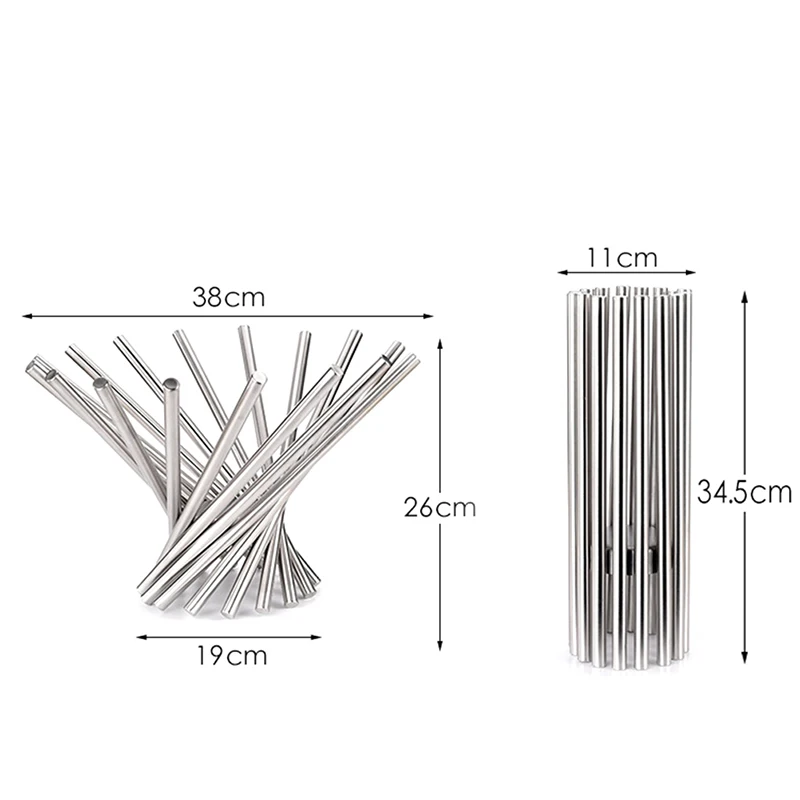 

Home Stainless Steel Foldable Fruit Basket Tray Multi Removable Fruit Tray