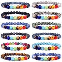 natural stone 7 chakra bracelets bangles tiger eye bead yoga balance bracelet men new buddha prayer jewelry pulseira masculina